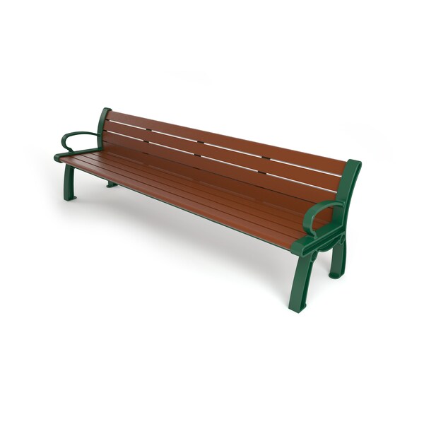 Frog Furnishings Brown 8' Heritage Bench with Green Frame PB 8BROGFHER - main